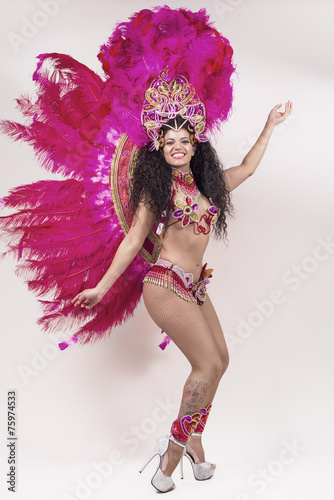 Samba dancer wearing pink costume