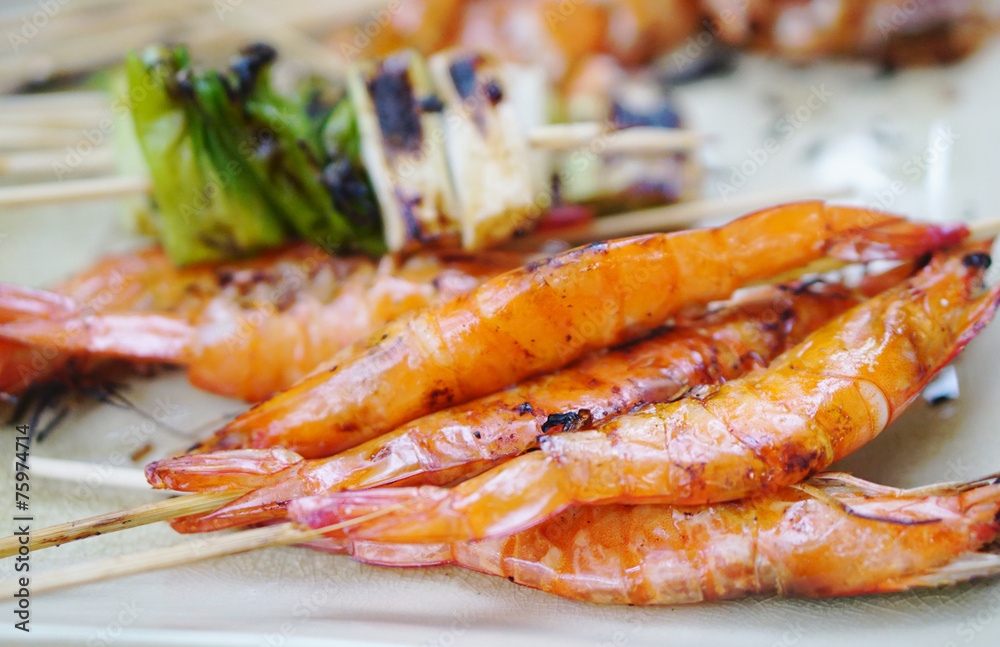 Grilled prawns stick Grilled prawns stick