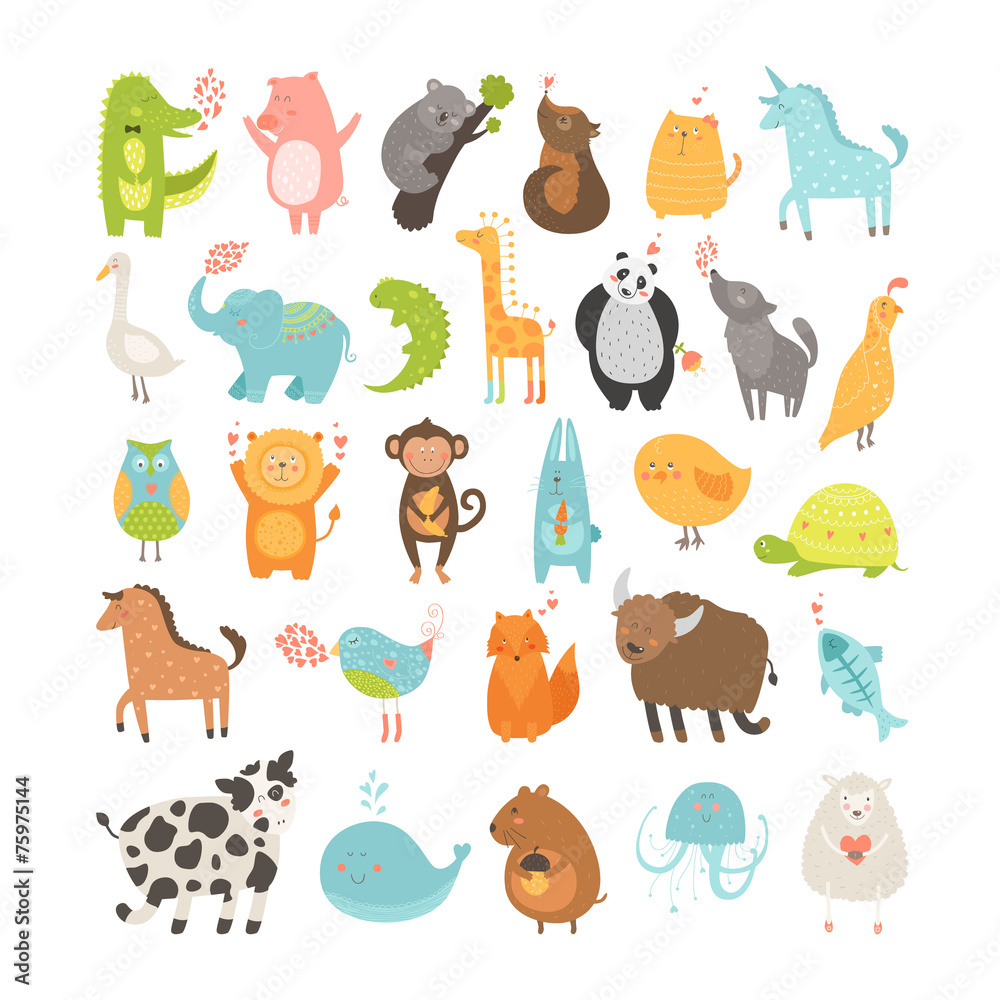 Obraz premium Cute animals collection