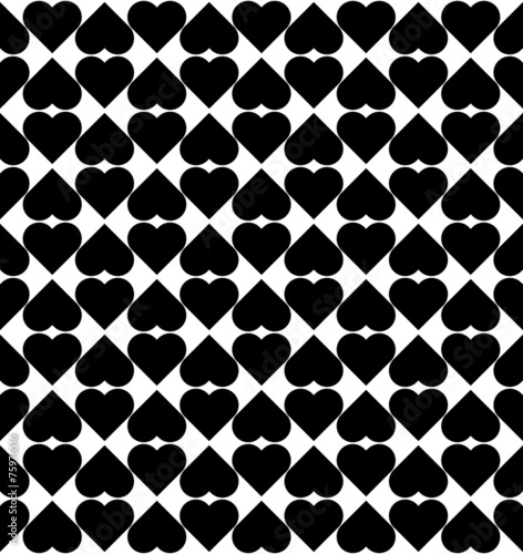 Black and white seamless pattern with heart stylish.