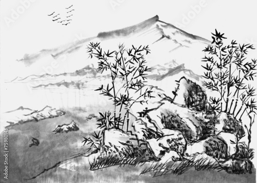 Obraz na płótnie sztuka drzewa natura pejzaż chiny