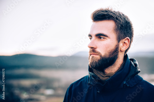 Canvas Print Handsome man with beard