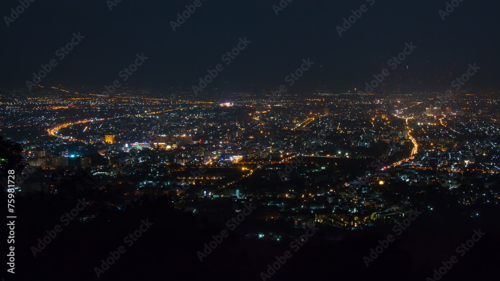 Time Lapse New Year Celebration Fireworks Over City Of ChiangMai Time Lapse New Year Celebration Fireworks Over City Of ChiangMai
