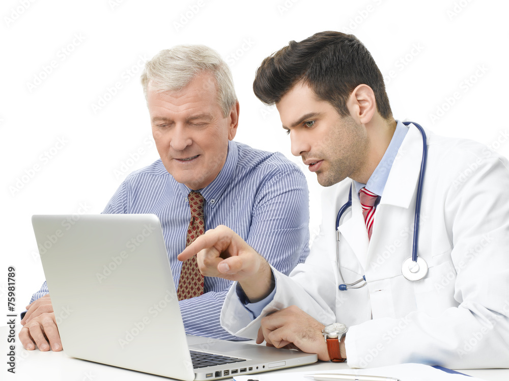 Young male doctor with old patient Young male doctor with old patient