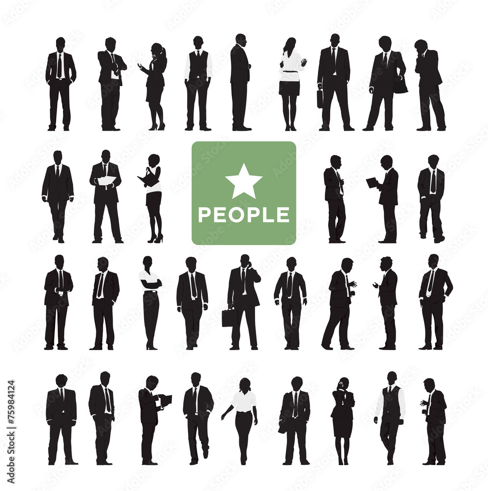 Vector Diverse Business People Silhouette Team Concept