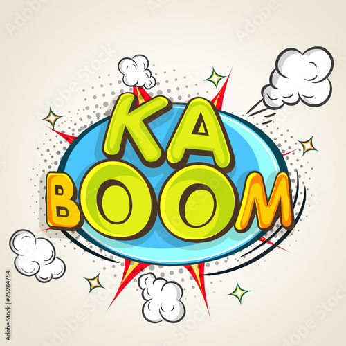 Stylish text Ka Boom on pop art explosion.