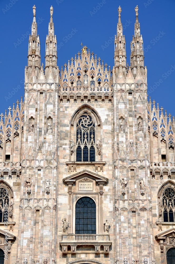 Close view of Cathedral Duomo, Milan, Italy