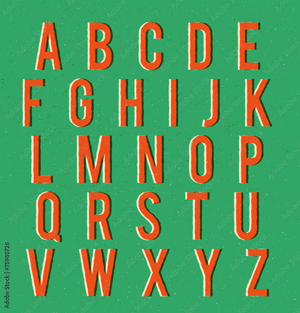 Multiplied retro alphabet with vector texture