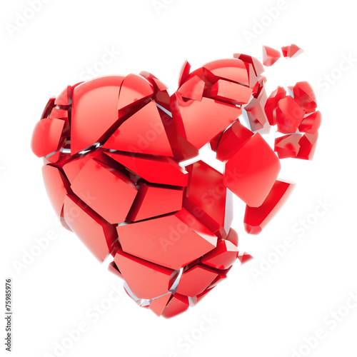 Isolated broken red heart