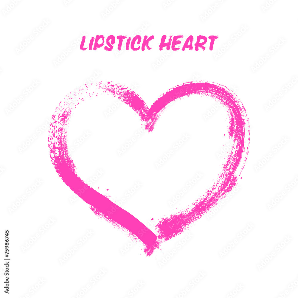 Lipstick drawing vector heart, isolated on white Lipstick drawing vector heart, isolated on white