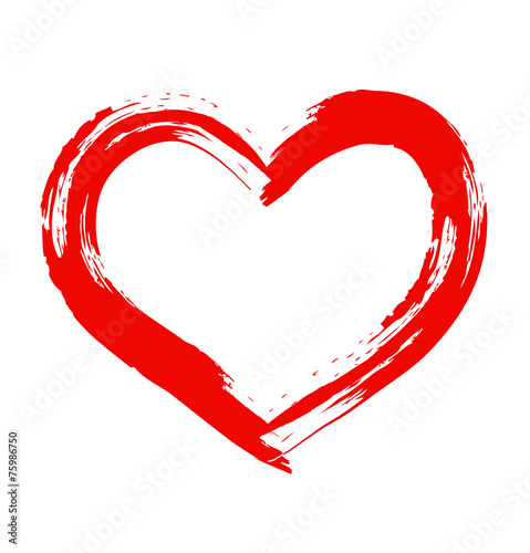 Brush drawing calligraphy vector heart, isolated on white
