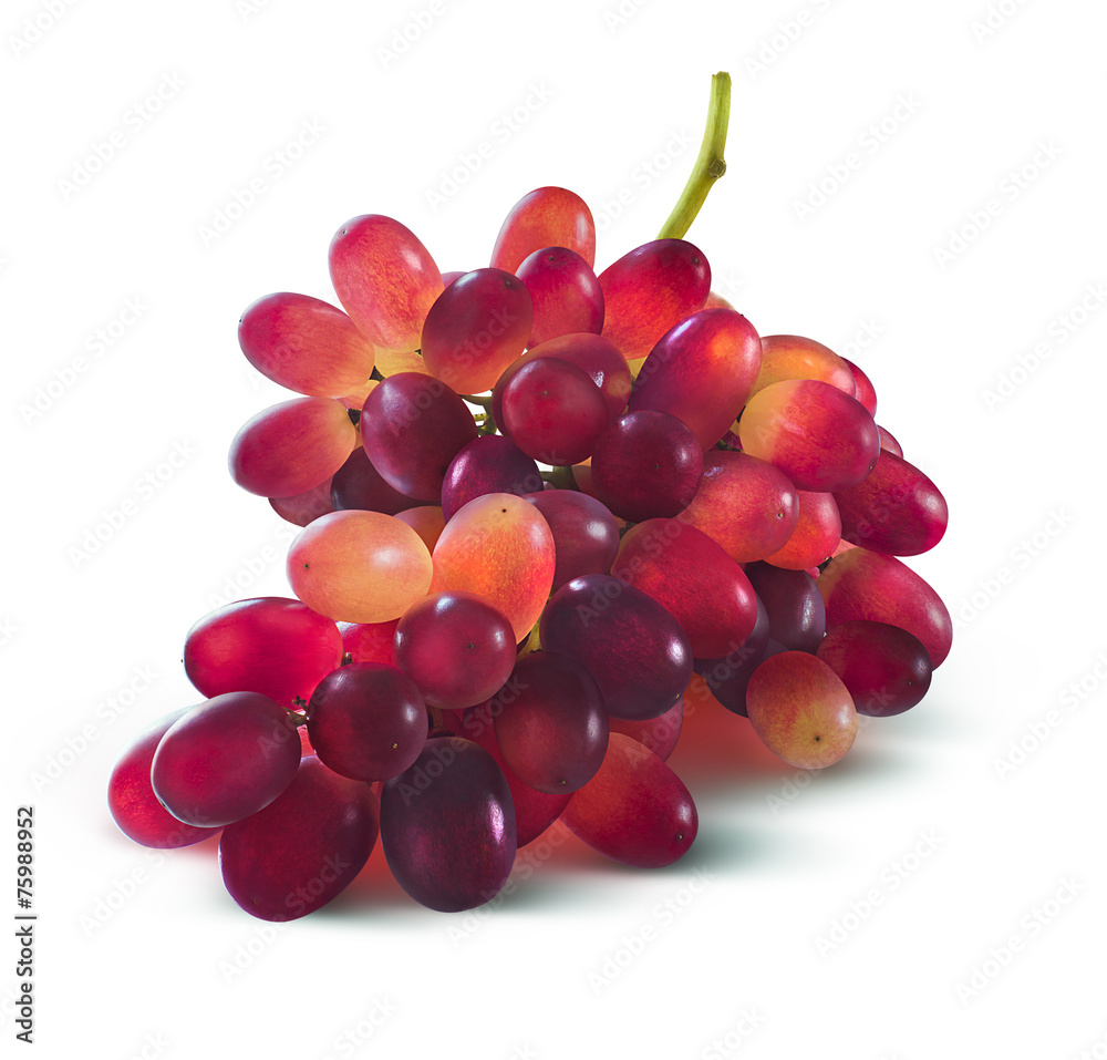 Red grapes bunch no leaf isolated on white background