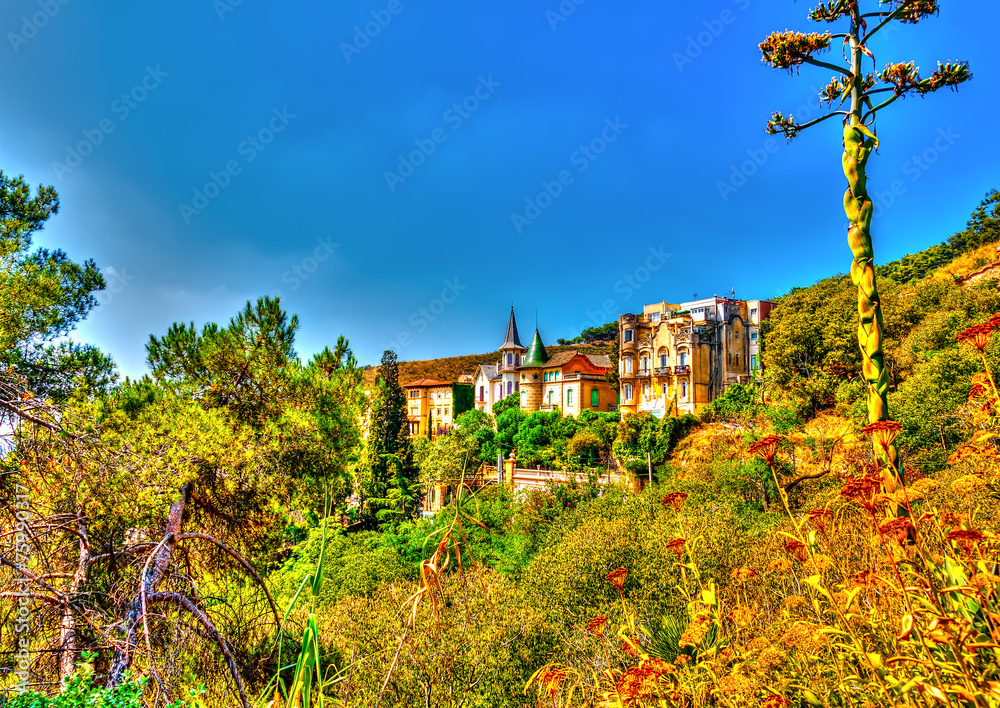 old houses at Tibadabo hill, in Barcelona Spain. HDR processed