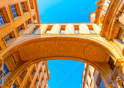 Photography historic big beautiful building in the center of Barcelona Spain