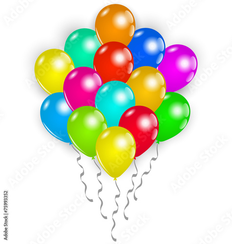 Set colorful balloons on white background