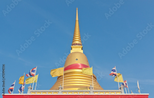 Thai Buddhist golden pagoda in Samutprakarn  Thailand