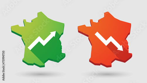 long shadow France map graph   icon set
