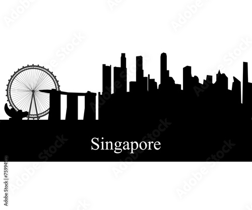 Singapore Asia city skyline silhouette. Vector illustration