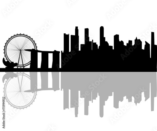 Singapore Asia city skyline silhouette. Vector illustration
