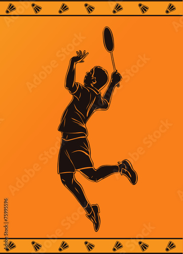 Detailed silhouette of a  badminton player in greek style