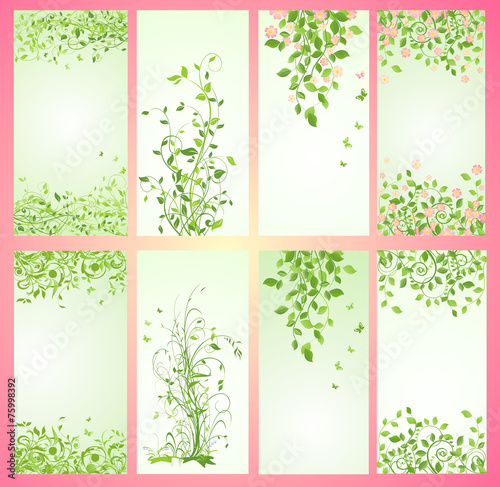 Green spring vertical banners