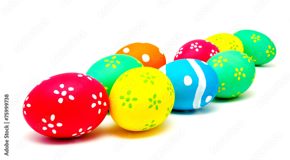 Colorful handmade easter eggs isolated