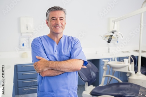 Portrait of a friendly dentist with arms crossed