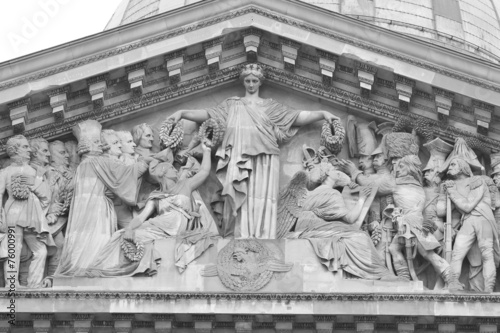 Sculptural detail of Pantheon in Paris.