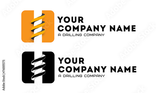 Logo template, mining business, drillers, flat logo