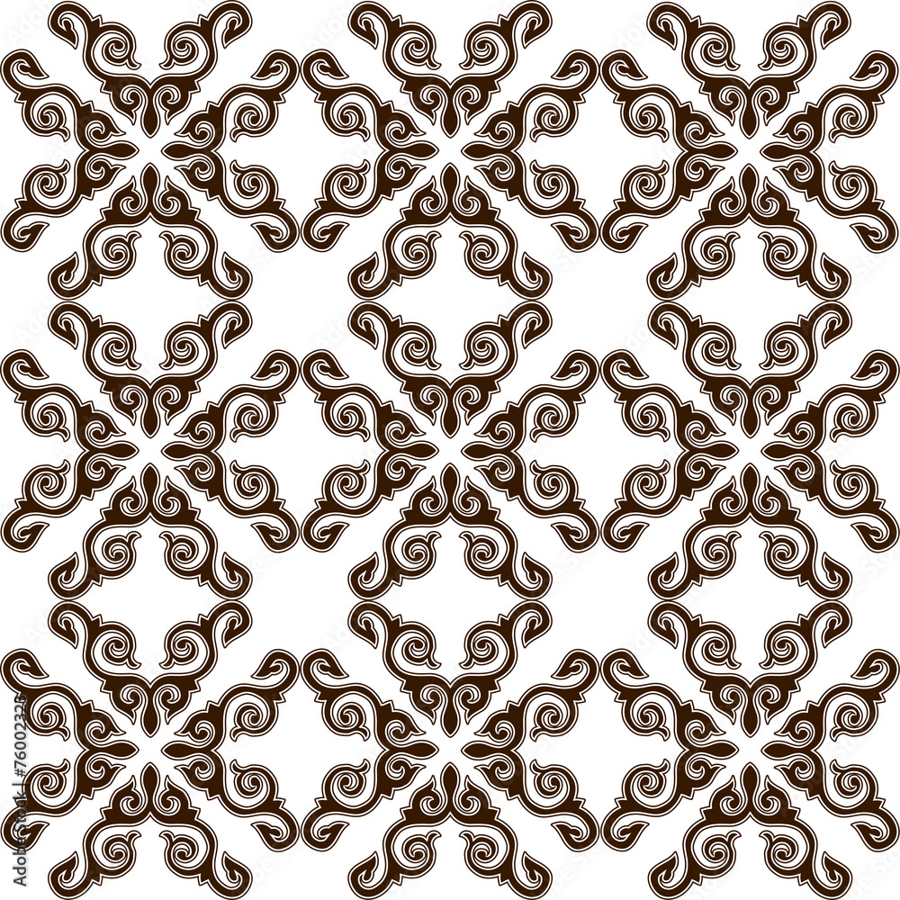 Brown seamless ornament, white background. Brown seamless ornament, white background.