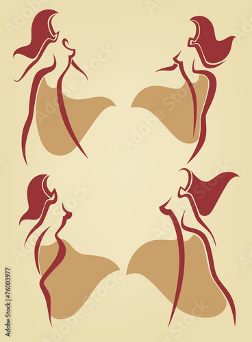 abstract women in belly dance poses