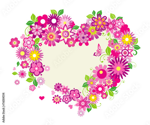 Valentines day card with floral heart