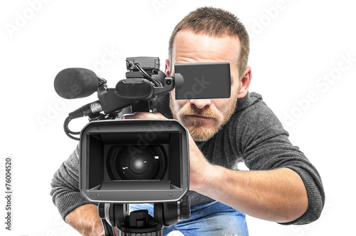 Obraz na płótnie Video camera operator w salonie