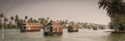Traditional Indian house boat .Kerala 