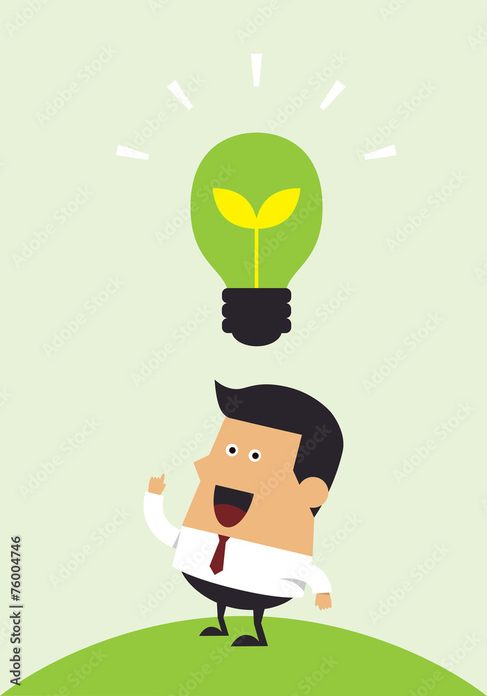 Businessman thinking green, Business idea Businessman thinking green, Business idea