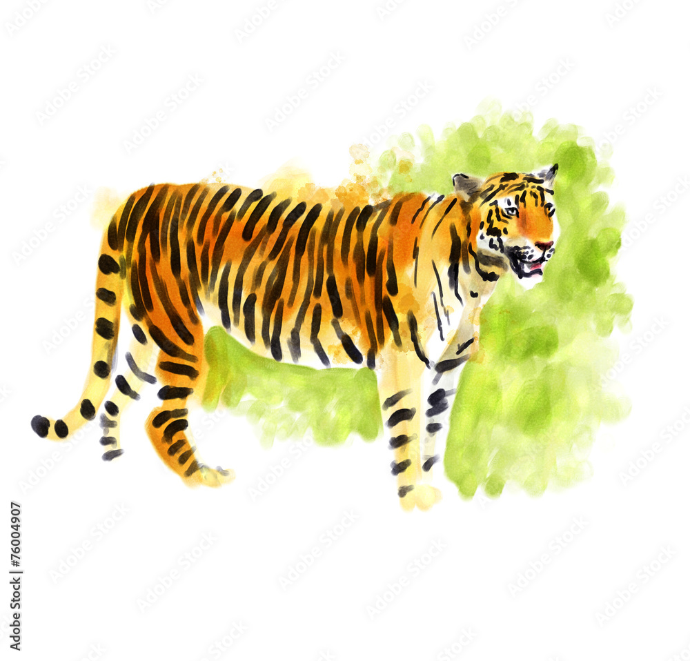 Fototapeta premium Tiger digital watercolor