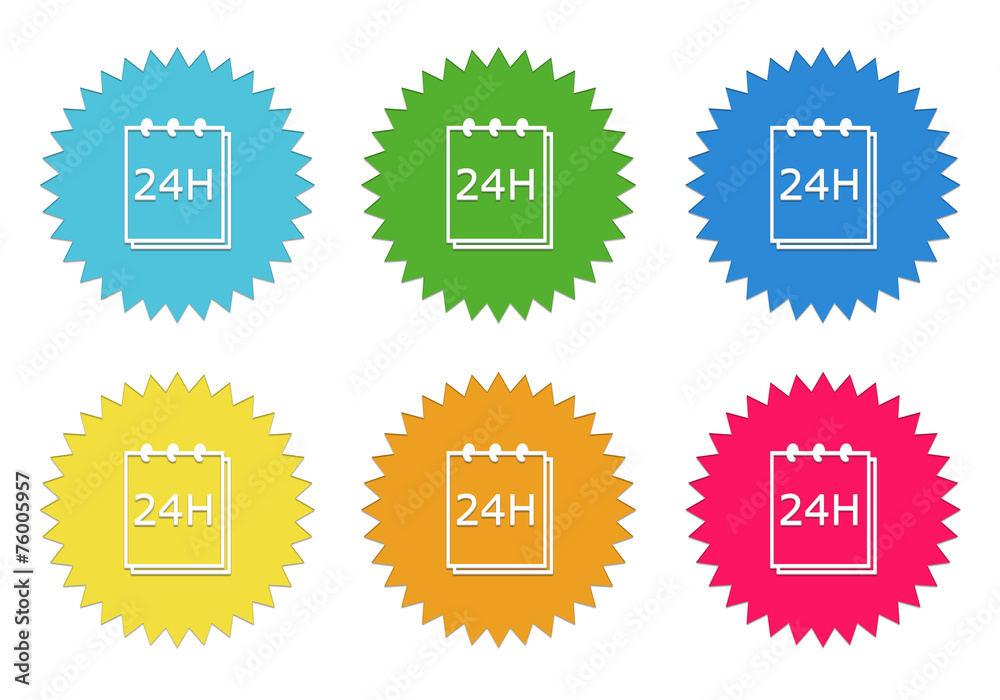 Set of stickers icons with notepad 24 hours support symbol Set of stickers icons with notepad 24 hours support symbol