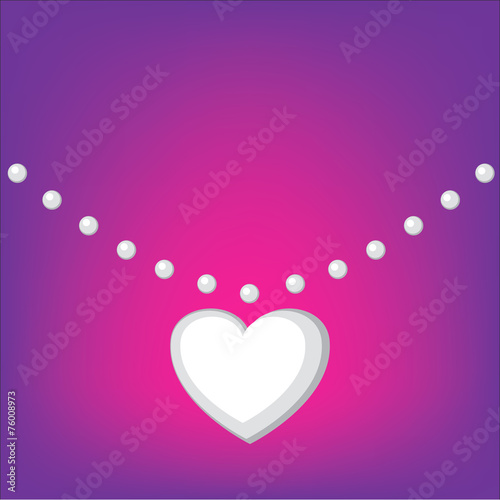 heart shape white necklace on a pink background