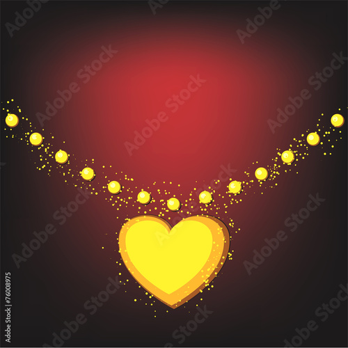 vector illustration of a golden necklace on dark background