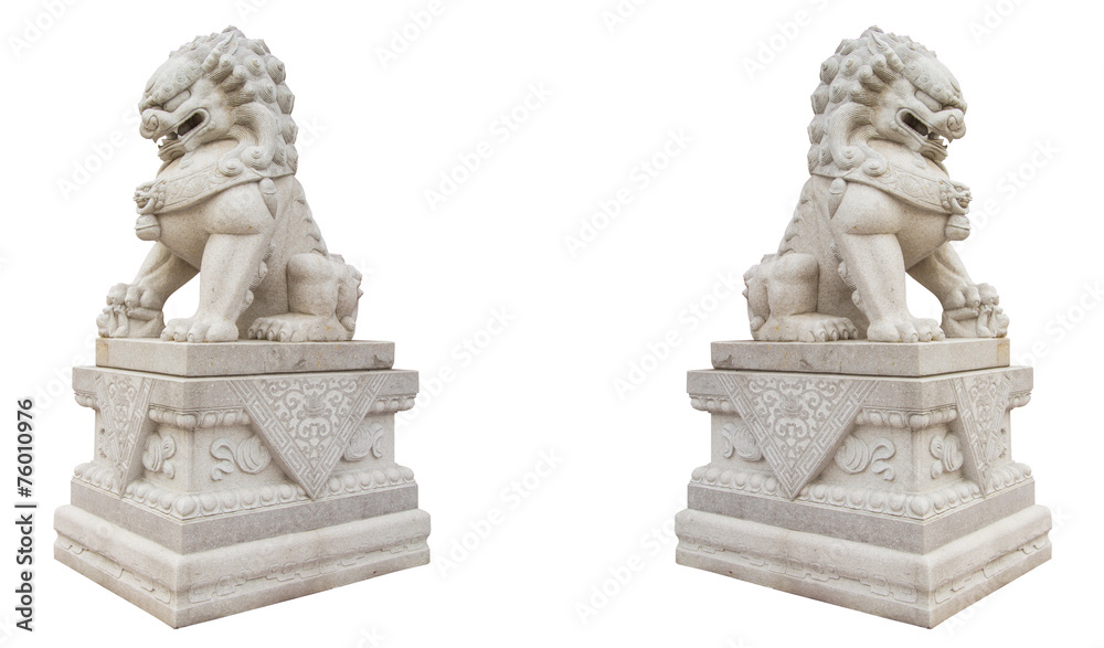 Chinese Imperial Lion Statue, Isolated With Clipping Path Chinese Imperial Lion Statue, Isolated With Clipping Path