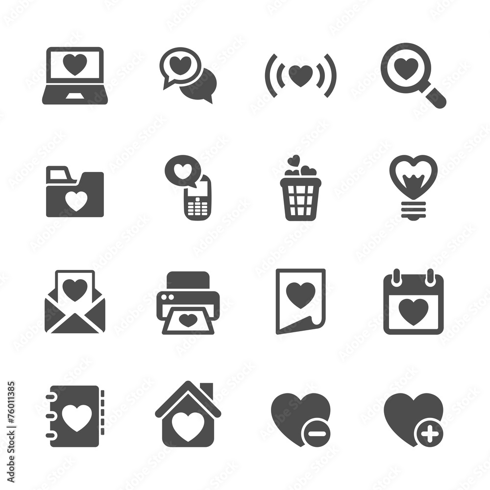 love and valentine for internet icon set, vector eps10 love and valentine for internet icon set, vector eps10
