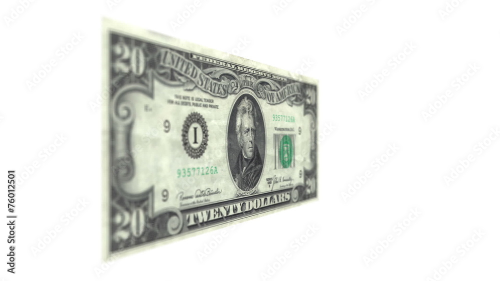 Twenty American Dollar Bill Rotating Twenty American Dollar Bill Rotating
