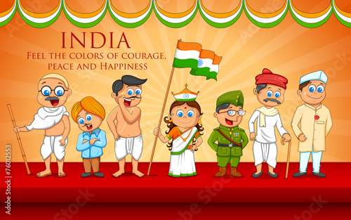 Kids in fancy dress of Indian freedom fighter