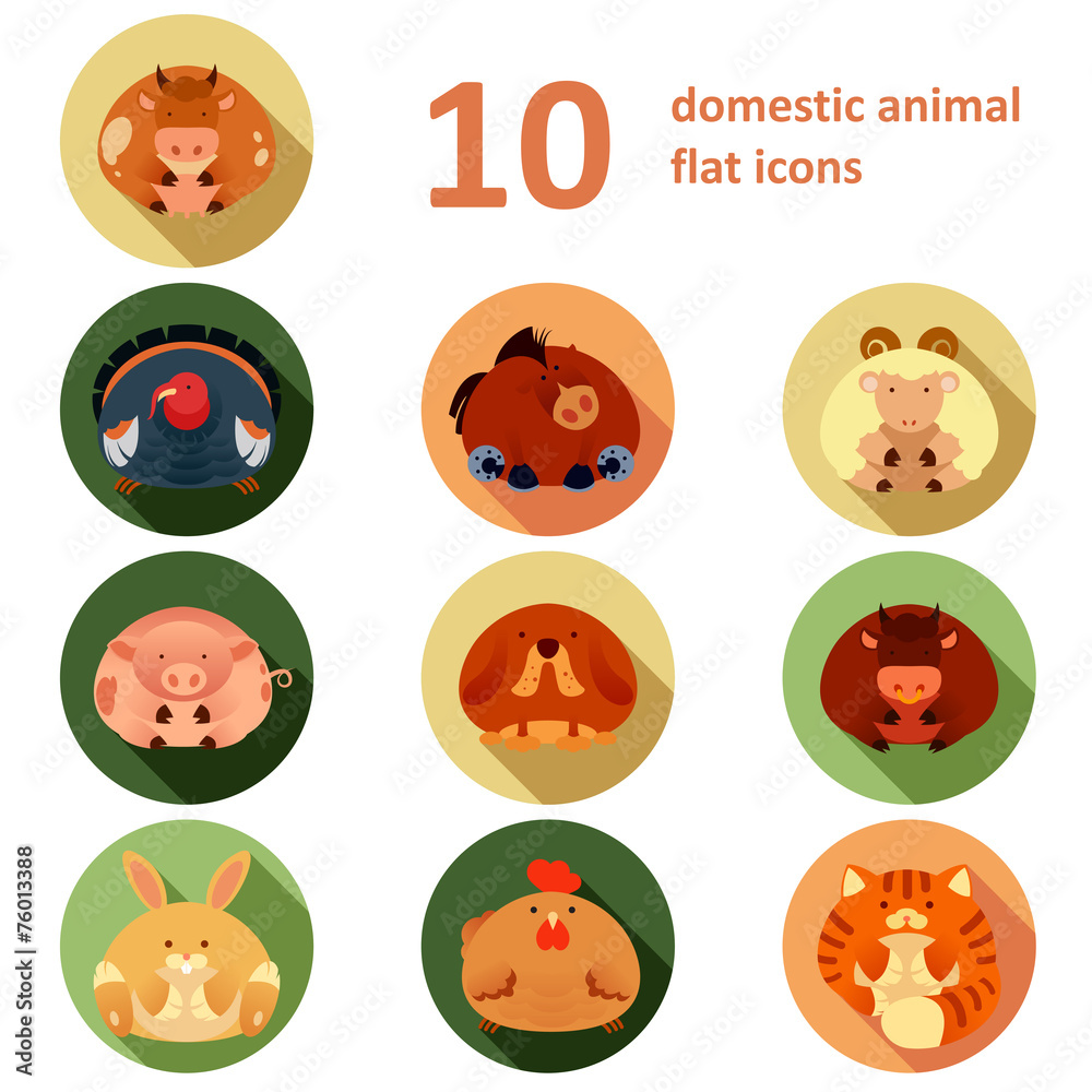 Flat icons with animals Flat icons with animals