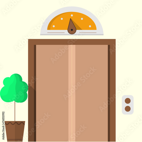 Flat vector icon for hotel. Closed elevator