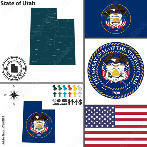 Map of state Utah, USA photo