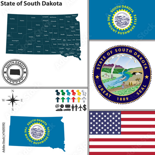 Map of state South Dakota, USA photo