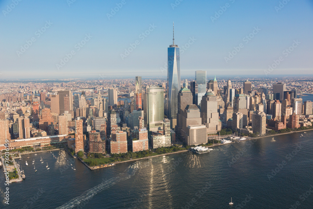 Fototapeta premium Aerial View of New York at Dusk