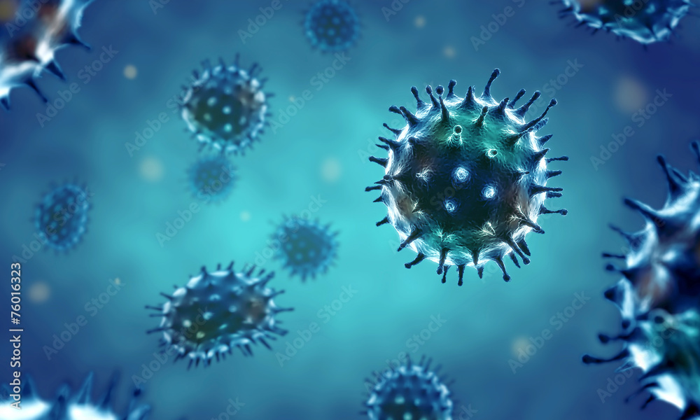 flu virus 3d - obrazy, fototapety, plakaty 