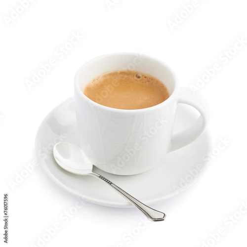 Black coffee in a white ceramic cup